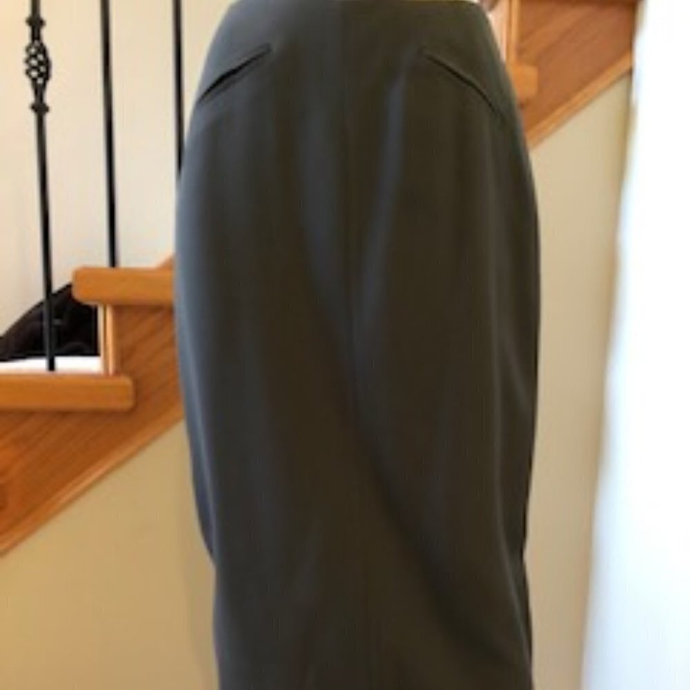 JAX Vintage Pure 100% Virgin Wool Lined Hi Waisted Maxi Skirt Grey Size 8